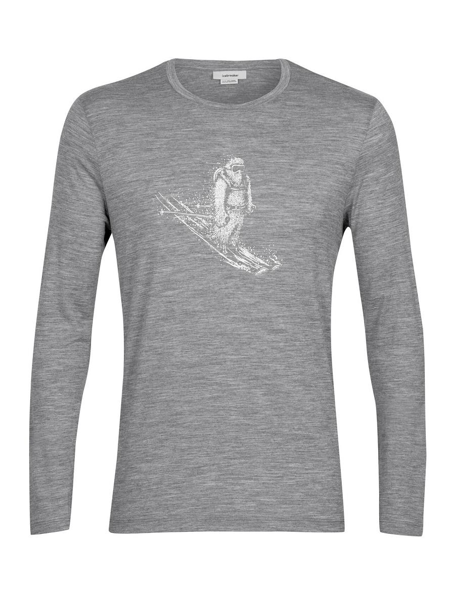 Long Sleeve Icebreaker Merino Tech Lite II T-Shirt Skiing Yeti Męskie Szare | PL 1720SGLO